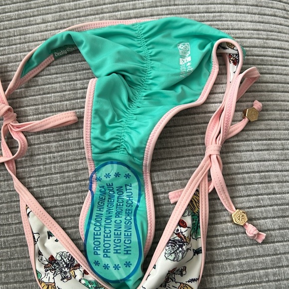 NWT Dixxon Aloha Arms Bikini Bottom XL pink and green swim - Picture 4 of 5